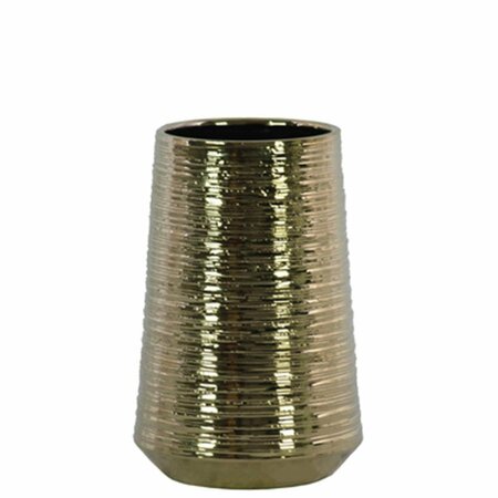 URBAN TRENDS COLLECTION Medium Ceramic Round Vase with Combed Design Body, Gold 45720